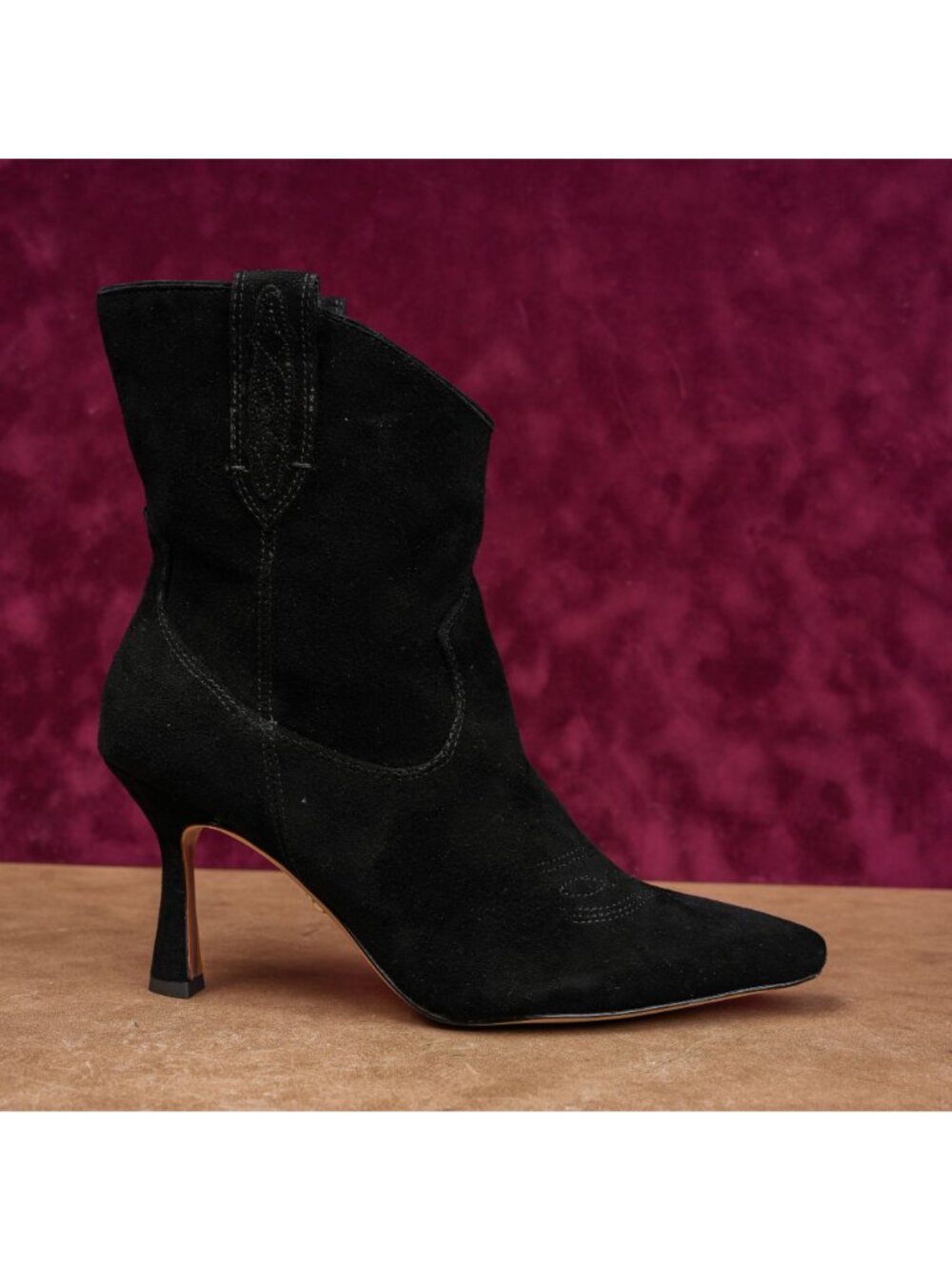 Sam Edelman Women Moe Black Suede Boho Festival Western Heel Boots sz 8 - Picture 3 of 9
